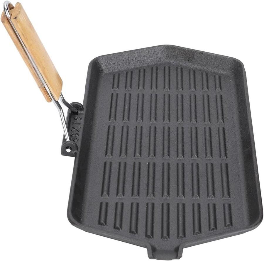Draagbare Grillpan Opvouwbare Koekenpan Kamperen Koken Antiaanbaklaag 34 cm Zwart