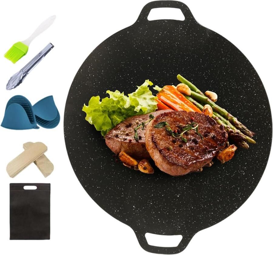 Draagbare Grillplaat Camping Keukengerei Buiten Koken Anti-aanbaklaag 36 cm Diameter