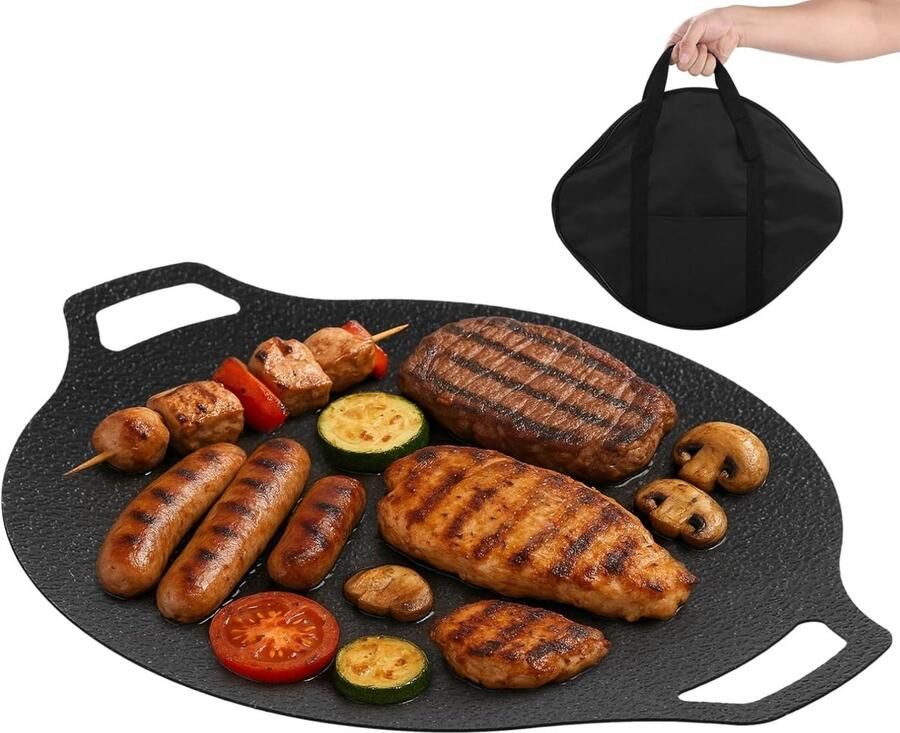 Draagbare Grillplaat Koreaanse Grill Pan Buiten Koken Antiaanbaklaag 335 cm Doorsnee Zwart