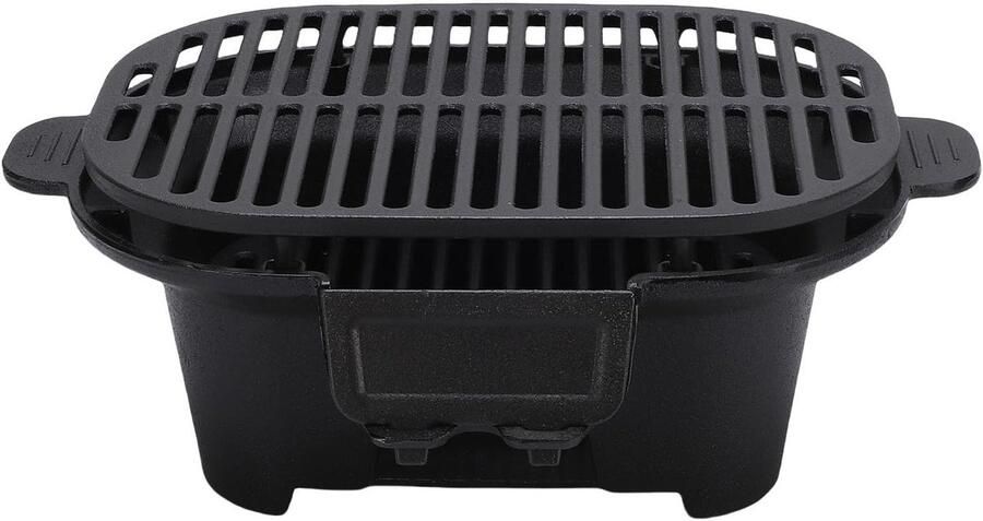 Mini Hibachi Grill Draagbare Grill Buiten Koken Gietijzeren Constructie 42 x 31 x 21 cm Zwart