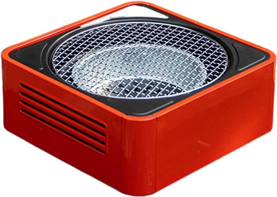 Draagbare Houtskool Grill Compacte BBQ Buiten Koken Warmtebestendig Koolstofstaal 34x34x15 cm Rood