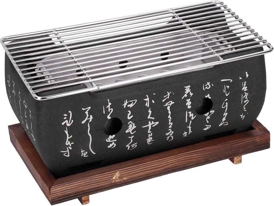 Japanse BBQ Grill Yakitori Grill Buiten Koken Efficiënte Warmteverdeling 26 x 15 x 14 cm Zwart