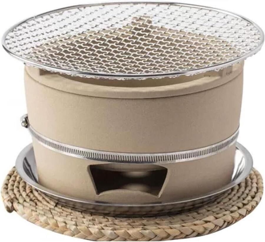 Draagbare Houtskool Grill Klei Oven Outdoor Koken Hittebestendig Ontwerp 25x17 cm Bruin