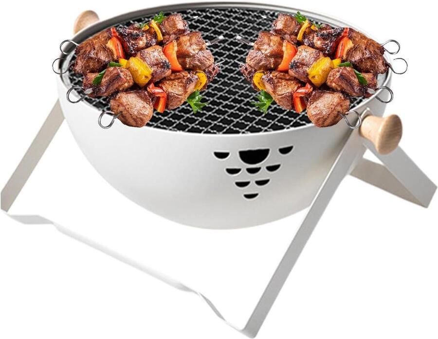 Houtskool Grill Buiten Koken Kampeer Avonturen 36 Ventilatiegaten 17 x 32 x 17 cm Wit