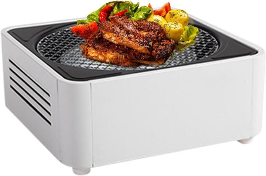 Draagbare Houtskoolgrill Compacte Barbecue Buiten Koken Superieure Verbrandingsefficiëntie 17 x 41 x 17 cm Wit
