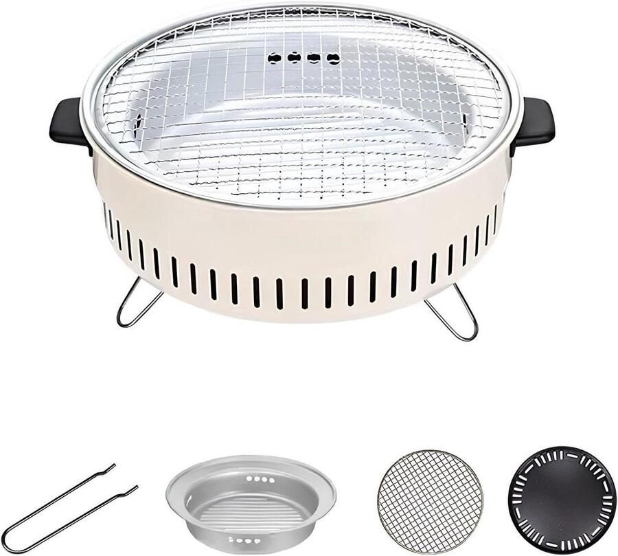 Draagbare Houtskoolgrill Compacte Barbecue Kamperen Buiten Koken Multifunctioneel Grillen Braden Voor 3-5 Personen Zwart