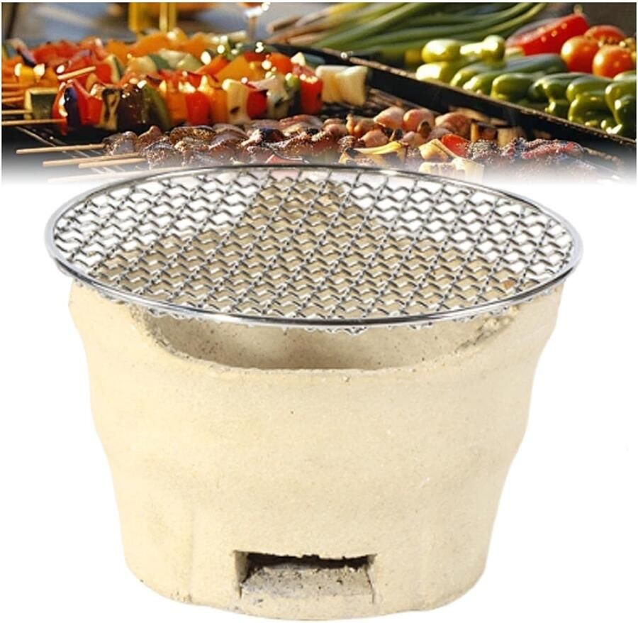 Draagbare Houtskoolgrill Compacte Kookplaat Buiten Koken Ventilatie Ontwerp 20.5cm Wit