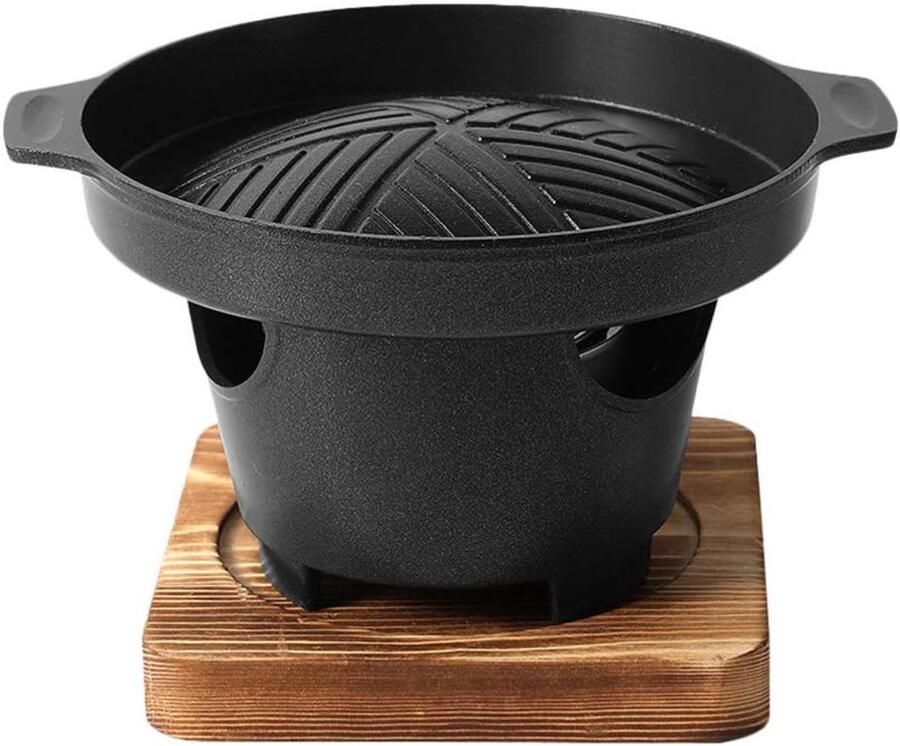 Draagbare Houtskoolgrill Hibachi Grill Buiten Koken Antiaanbaklaag 21 cm Zwart