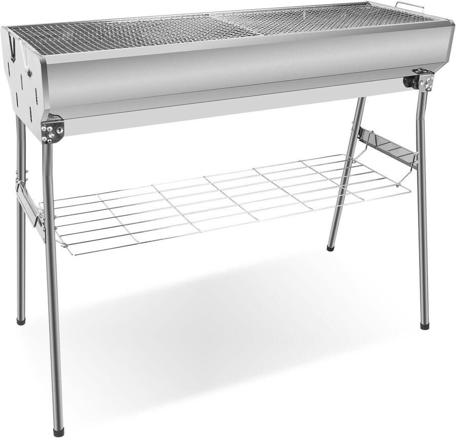 Draagbare Houtskoolgrill Opvouwbare Grill Buiten Koken Verstelbare Temperatuurregeling 7112 cm Hoog Zilver