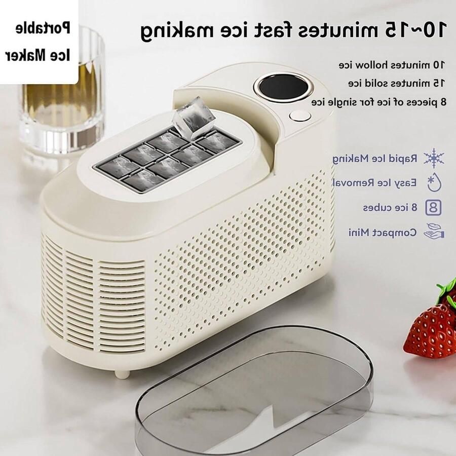 Draagbare ijsblokjesmachine Aanrecht machine Drankjes koelen Zelfreinigende functie 121 kg per dag Paars