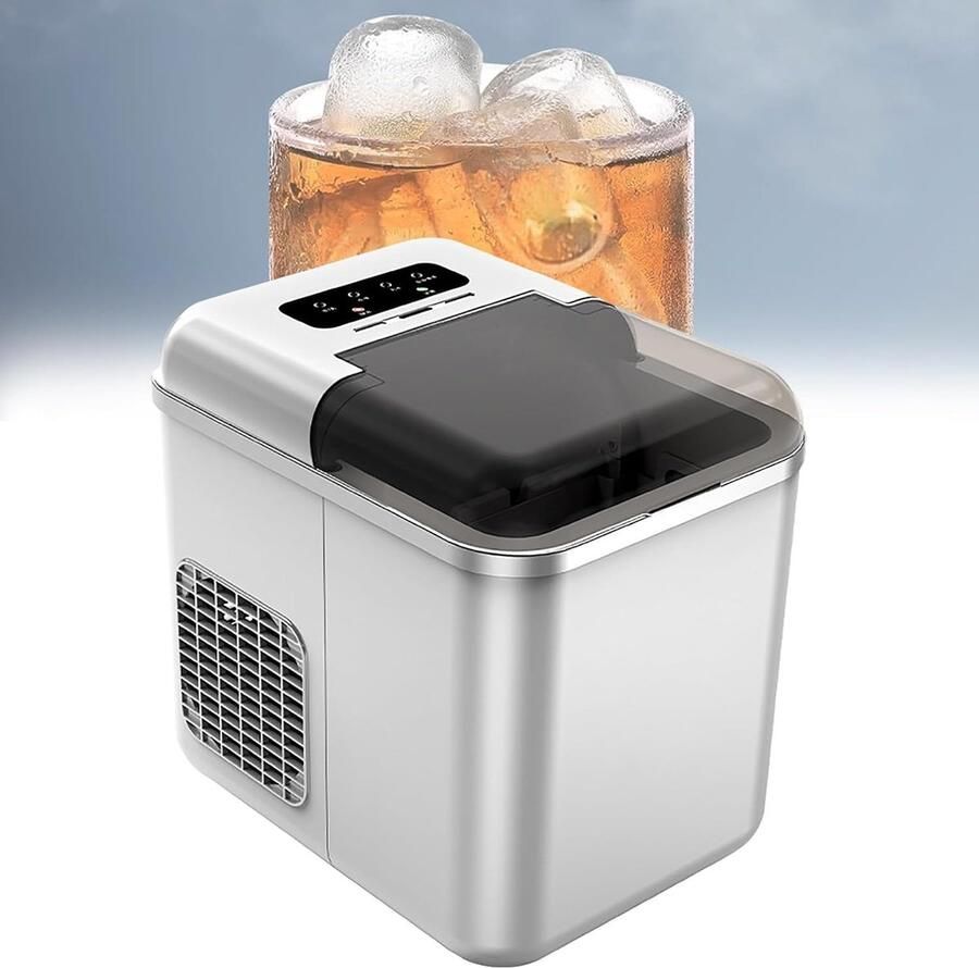 Draagbare ijsblokjesmachine Aanrecht machine Snel ijs maken Automatische reiniging 1.3L 9 stuks Zilver