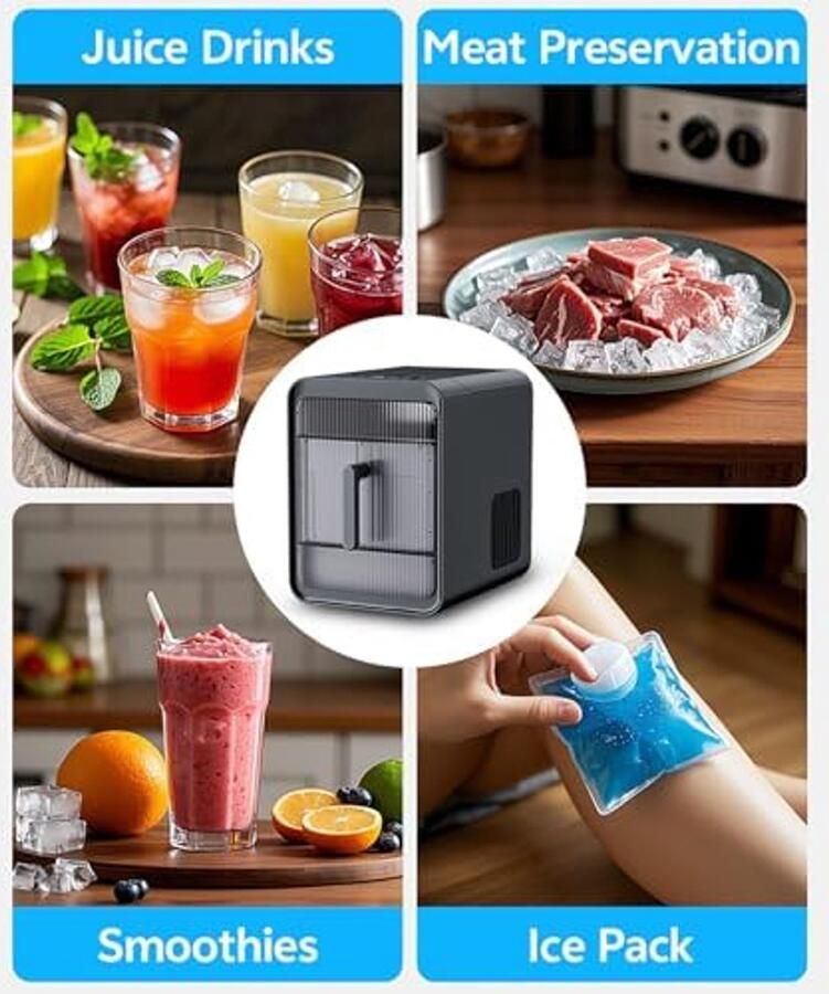 Draagbare ijsblokjesmachine IJsmaker aanrecht Drankjes Koelen Zelfreinigende functie 15 kg per dag Zilver