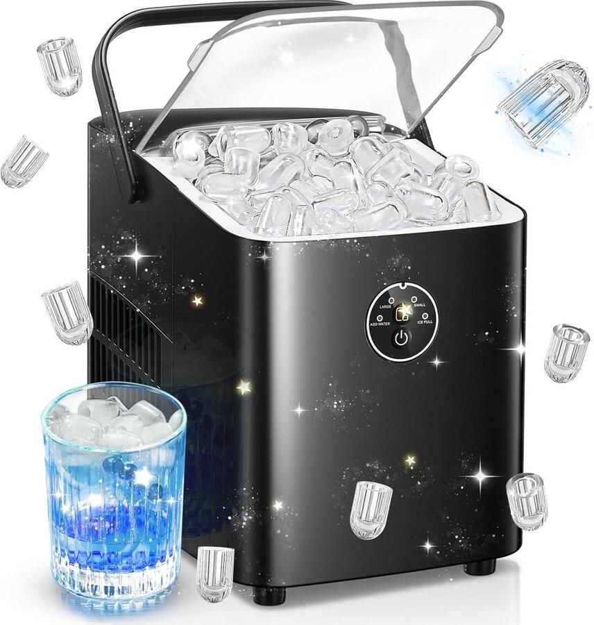 IJsblokjesmachine IJsmaker Dranken Koelen Zelfreinigende Functie 12 kg per 24 uur Diepzwart