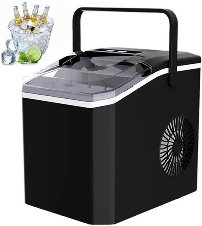 Draagbare IJsblokjesmachine Snelle IJs Maker Thuisgebruik Keuken Slimme Reiniging Knop 13 Liter Tank Zwart