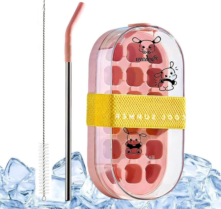 Draagbare ijsmachine 2-in-1 fles Dranken Koelen Touch Free Tray 24 x 12 x 8 cm Roze