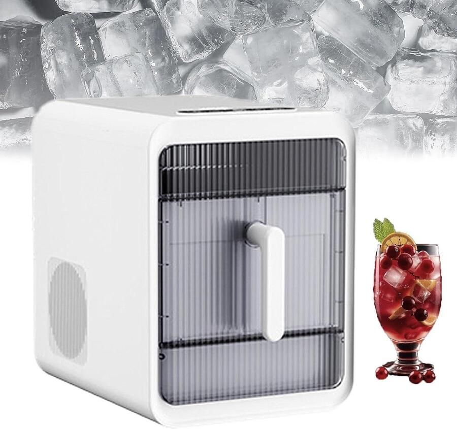 Draagbare ijsmachine Aanrecht ijsmaker Drankjes Koel Houden Zelfreinigende functie 12 blokjes 10 min Zilverkleurig