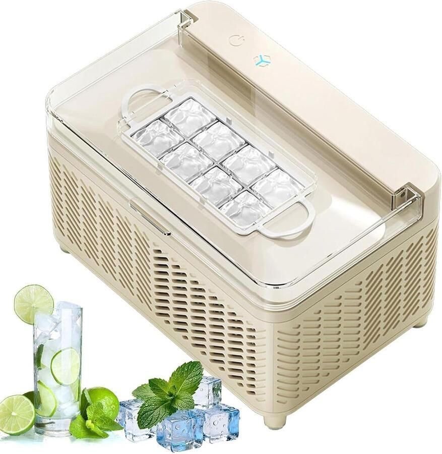 Draagbare ijsmachine Aanrecht machine Snelle ijsblokjes maken Dual Power 12V AC 8 blokjes 15 min Wit