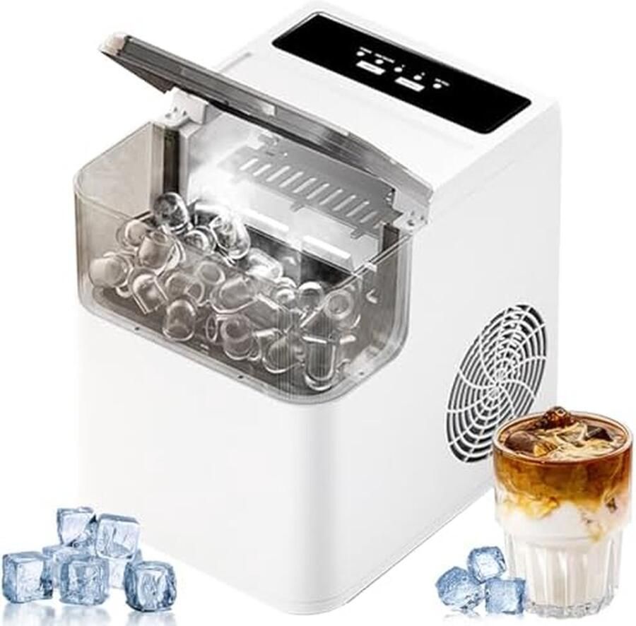Draagbare IJsmachine Compacte IJsblokjesmaker Feestjes Thuis Snelle ie 12kg Per Dag Zilver