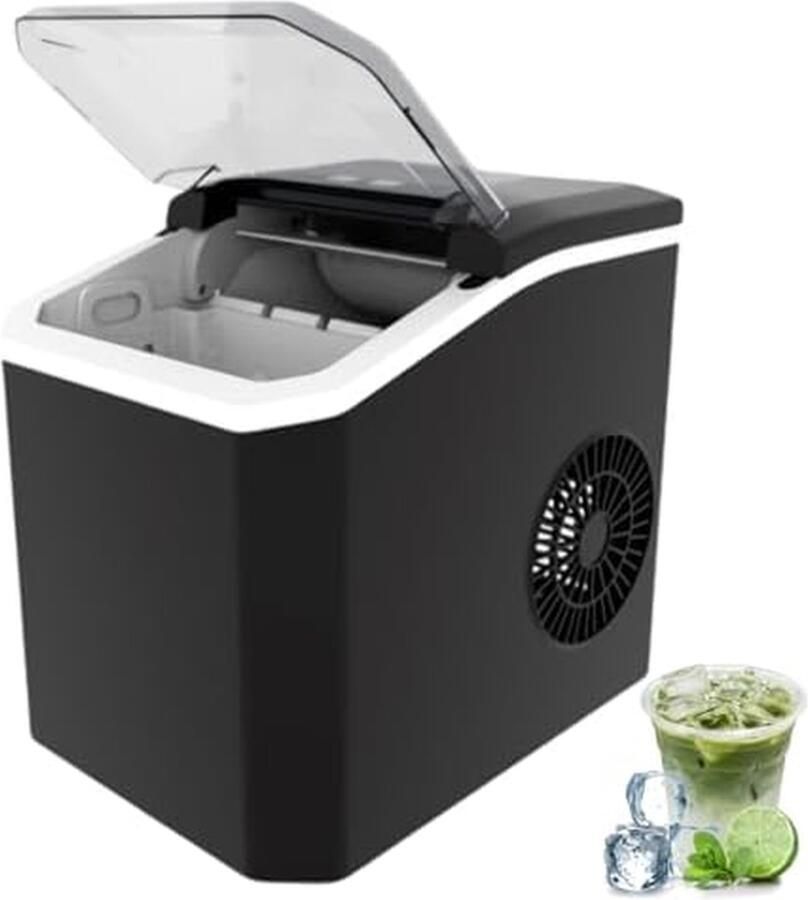 Draagbare ijsmachine Compacte ijsmaker Snelle ijsblokjes Automatische reiniging 12 kg per dag Zilver