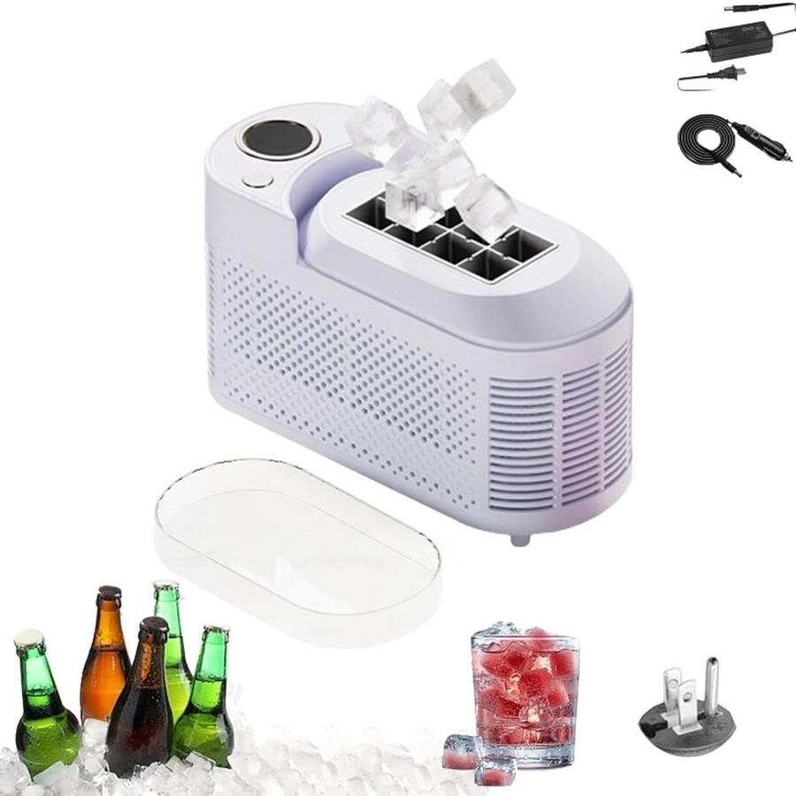 Draagbare ijsmachine Mini ijsmaker Thuis ijs maken Snel ijsblokjes 8 blokjes per keer Wit