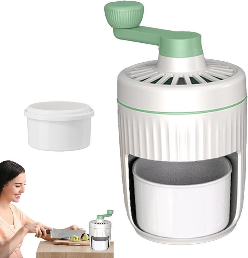 Draagbare IJsmachine Crushed Ice Maker Cocktails Maken Handmatig Zonder Stekker 21.5x13.6x21.5 cm Groen