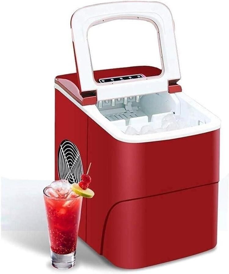 Draagbare IJsmachine Elektrische IJsmaker Zomerse Drankjes Maken Snel Rond IJs 2L Tank Rood