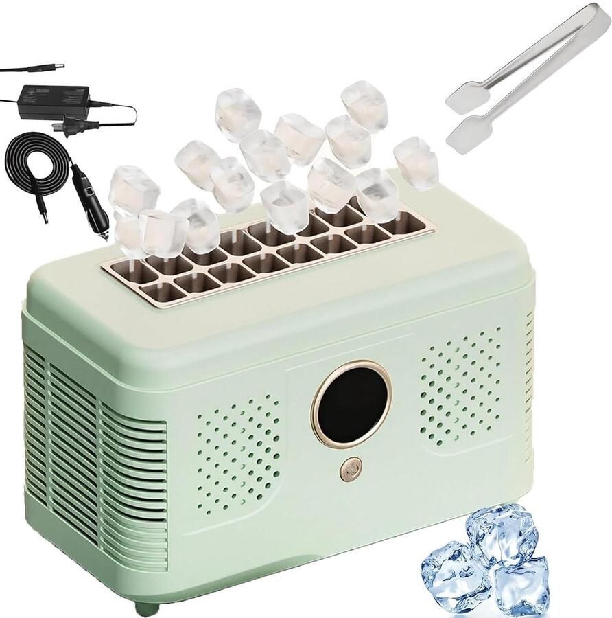 Draagbare ijsmachine Mini ijsmaker Drankjes koelen 12 blokjes per 15 minuten 19.2x10.5x12.8 cm Groen