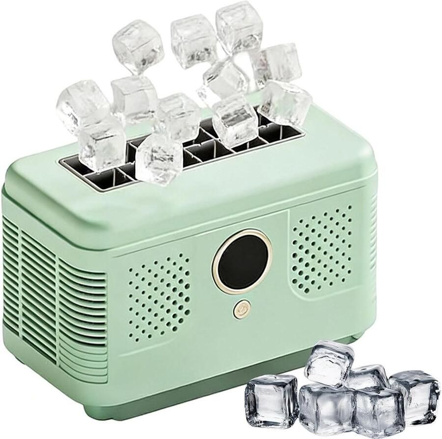 Draagbare Ijsmachine Mini IJsmaker Drankjes Koelen 12 Blokjes Per Cyclus 19.2 cm Breed Groen