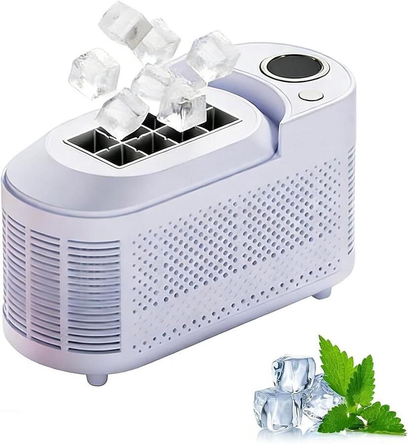 Draagbare IJsmachine Mini Ijsmaker Drankjes Koelen Snel IJs In 10 Min 8 Ijsblokjes Paars