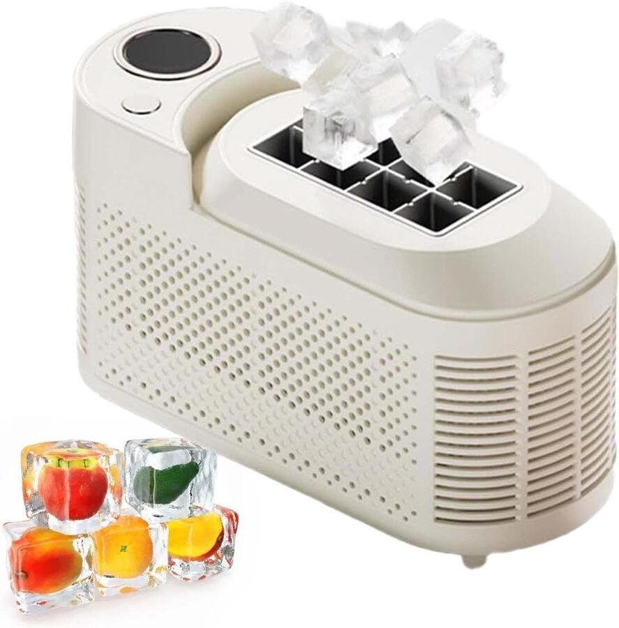 Draagbare ijsmachine Mini ijsmaker Feestjes organiseren 8 ijsblokjes snel Compact formaat Zwart