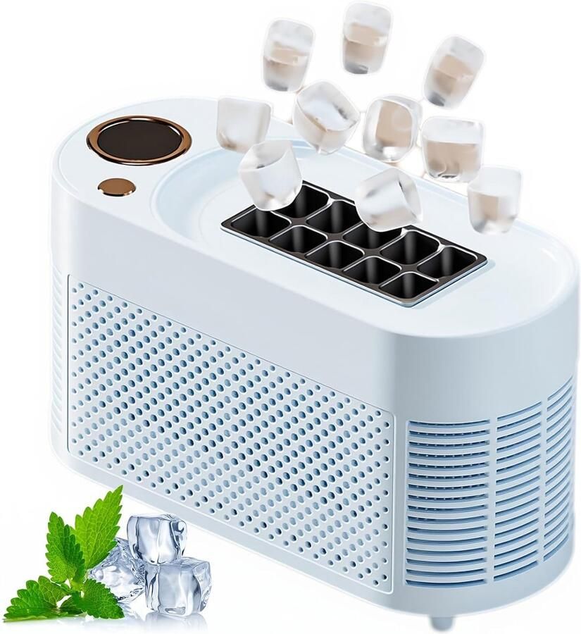 Draagbare IJsmachine Mini IJsmaker Keuken Drankjes Koelen 10 Blokjes per 10 Min Compact Design Blauw