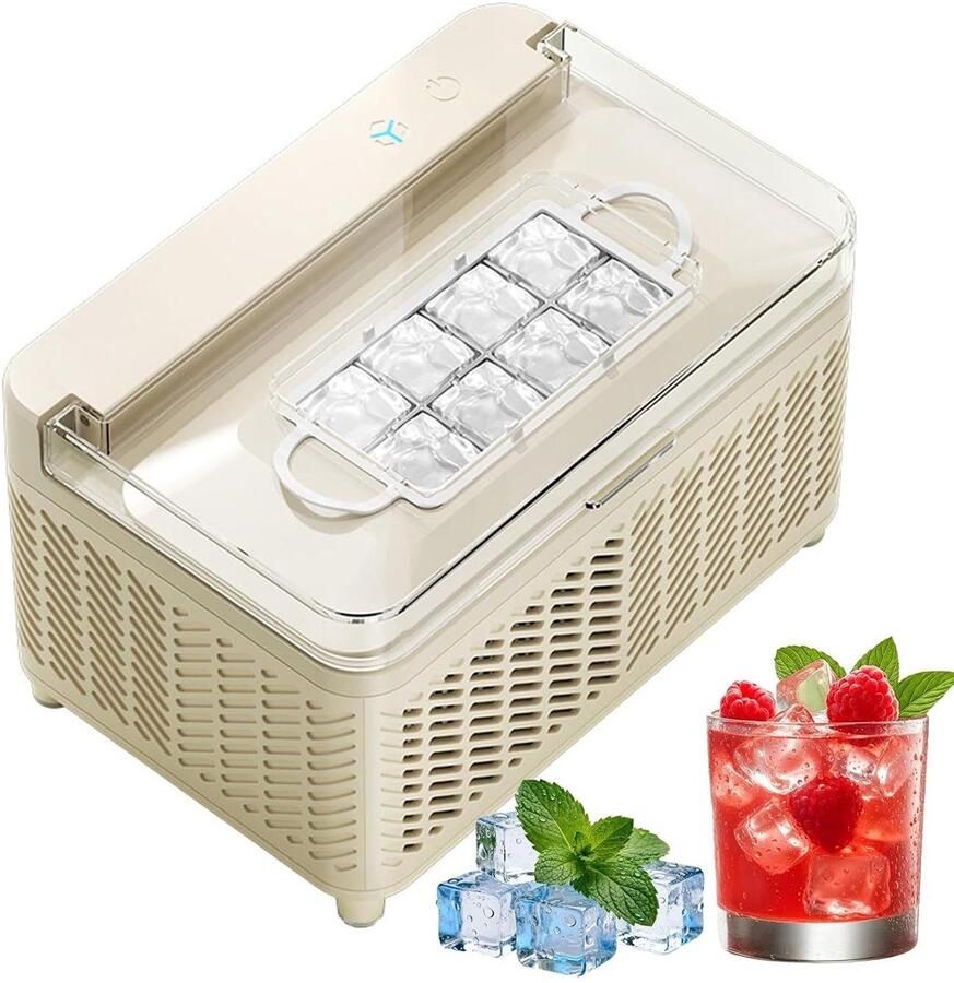 Draagbare Ijsmachine Mini IJsmaker Snelle Drankjes Koelen Dubbele Modus 8 IJsblokjes 15 Min Wit