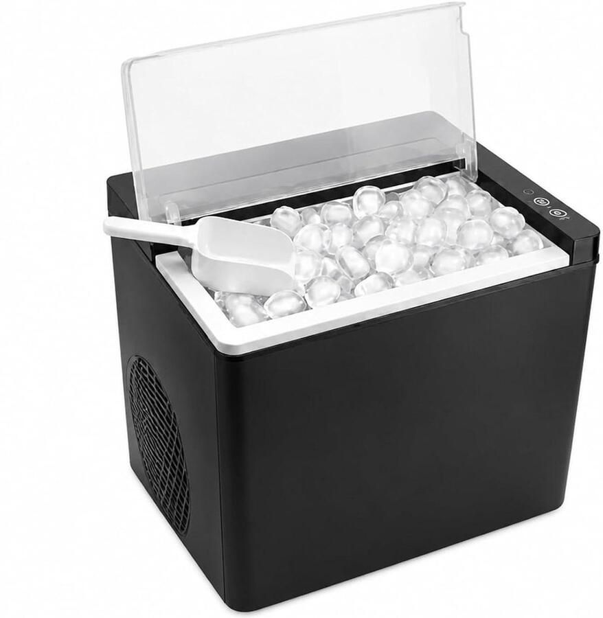 Draagbare Ijsmaker IJsmachine Keuken Snel IJs Maken Compact Aanrecht Model 10x10x10 mm Zwart