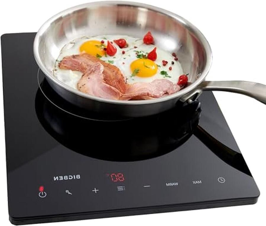 Draagbare Inductie Kookplaat Elektrische Kookplaat Enkele Pit Snel Koken Temperatuurregeling Timer 1950 W Zwart
