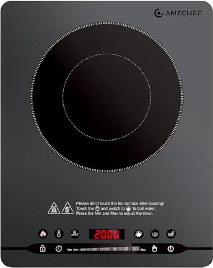 Draagbare inductiekookplaat 2000W Slim en Stil met 9 Vermogensinstellingen