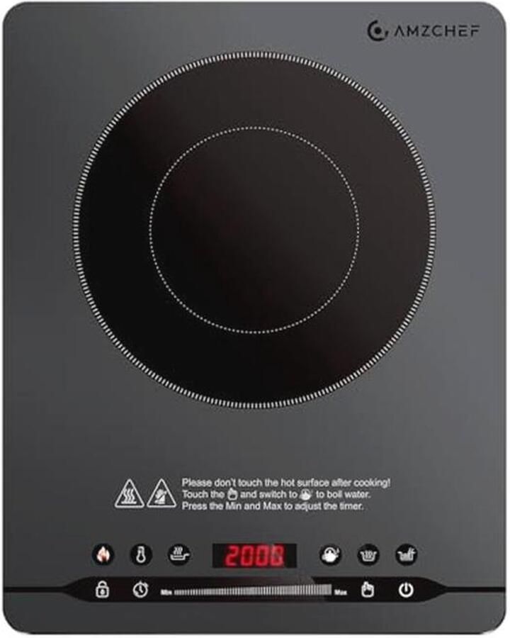 Draagbare inductiekookplaat 2000W Slim en Stil met 9 Vermogensinstellingen