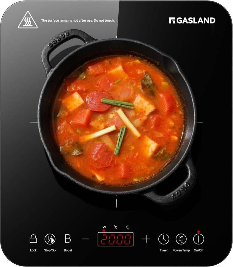 Draagbare inductiekookplaat 27 cm met 2000 W en touch-bediening