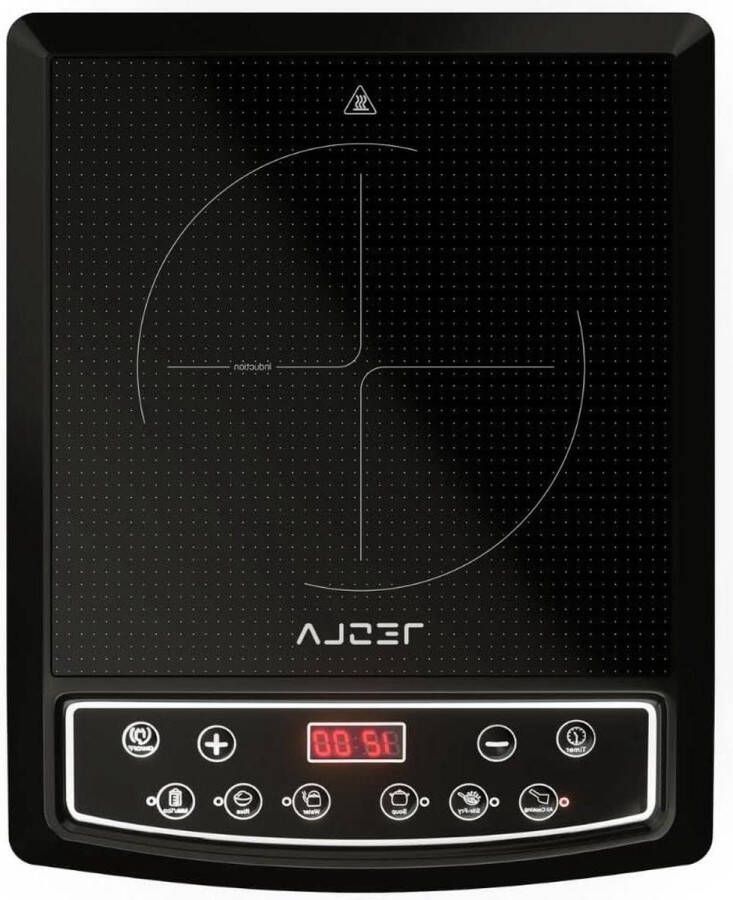 Draagbare inductiekookplaat met led-display en kinderbeveiliging automatische uitschakeling 8 standen zwart