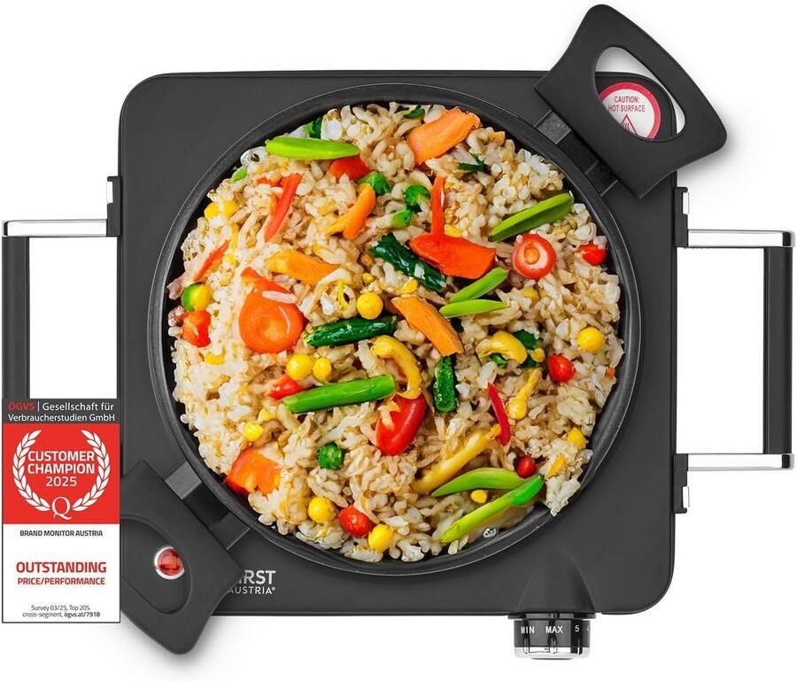 Keramische Kookplaat Inductie Plaat Mobiel Koken Snelle Opwarming 22 cm Zwart