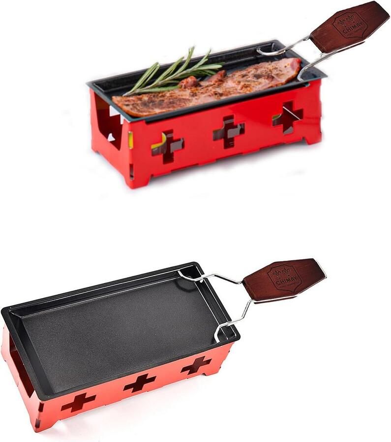 Draagbare Kaas Raclette Set voor Thuis en Picknicks Mini Grill Pan met Kaaspan