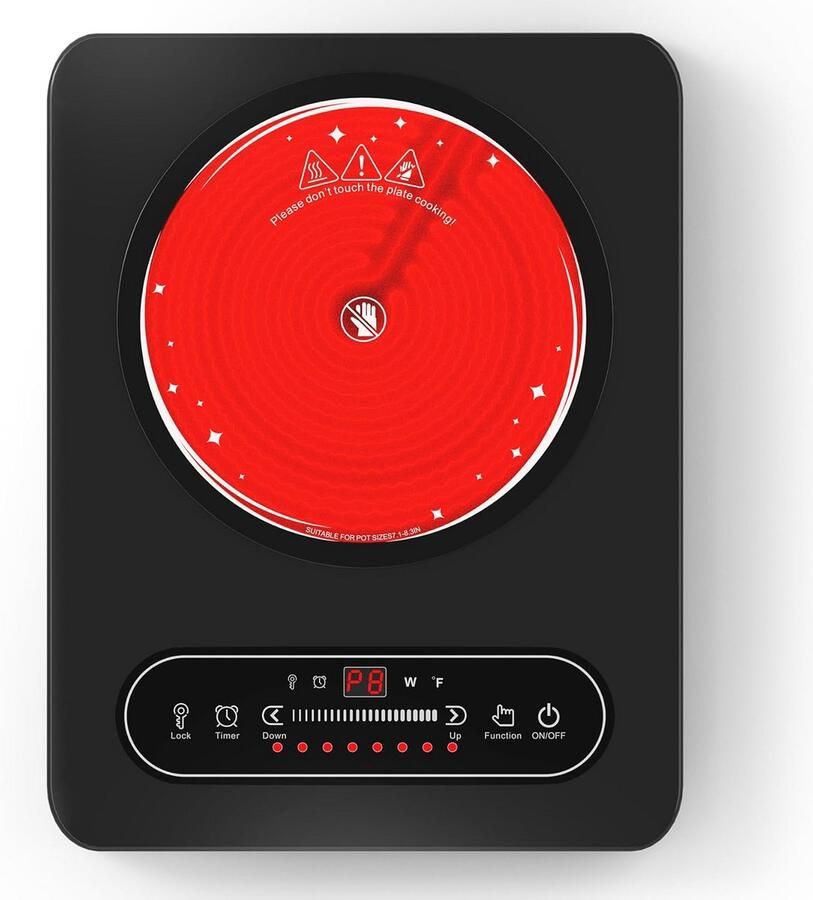 Draagbare Keramische Kookplaat 2000W met LED Touch Control Timer en Veiligheidsslot
