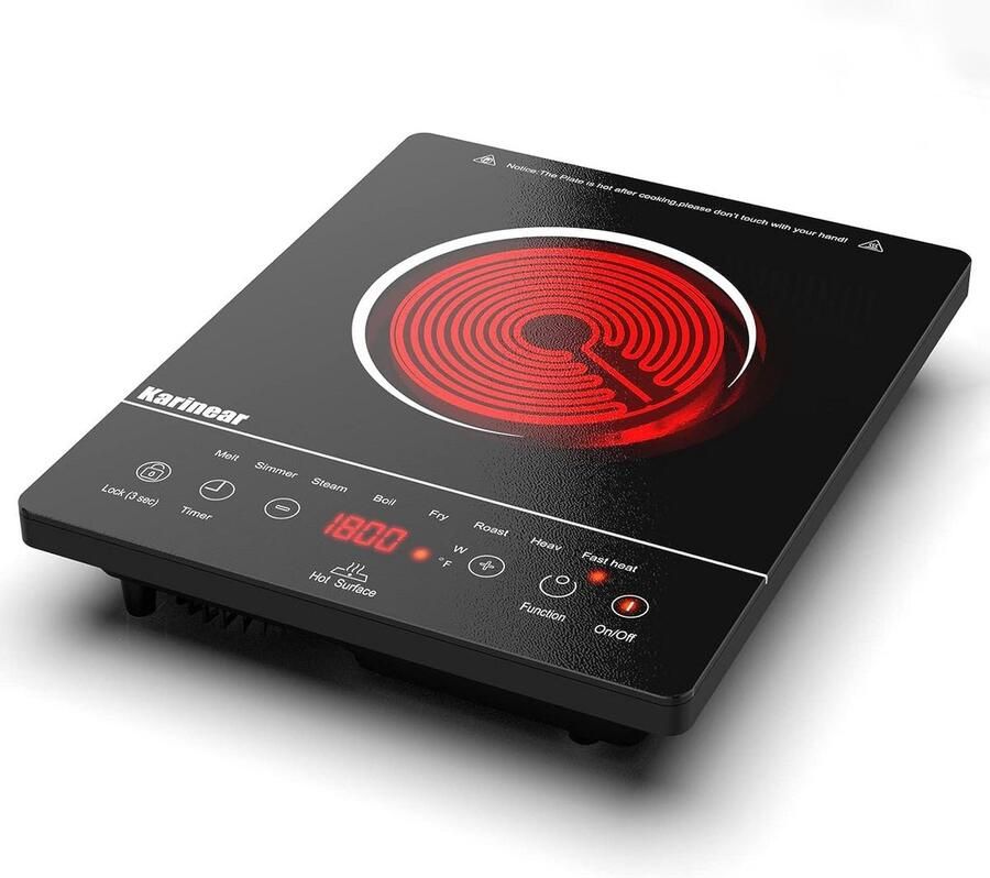 Draagbare Keramische Kookplaat met 1 Zone Timer en Slider Bediening