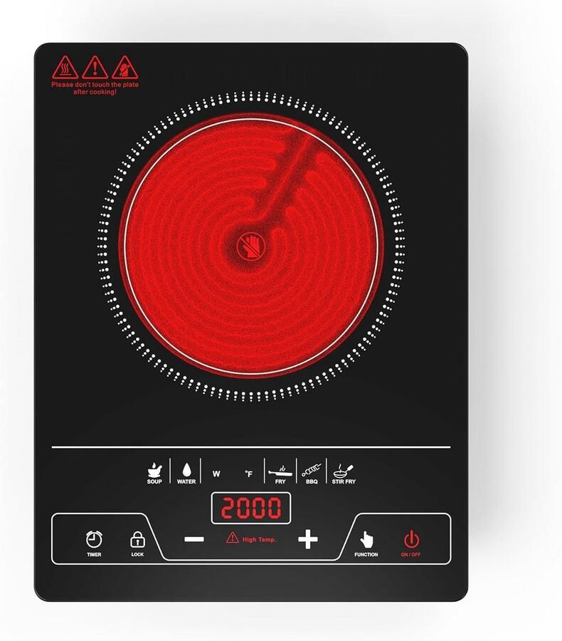 Draagbare Keramische Kookplaat met Touch Control en Timer