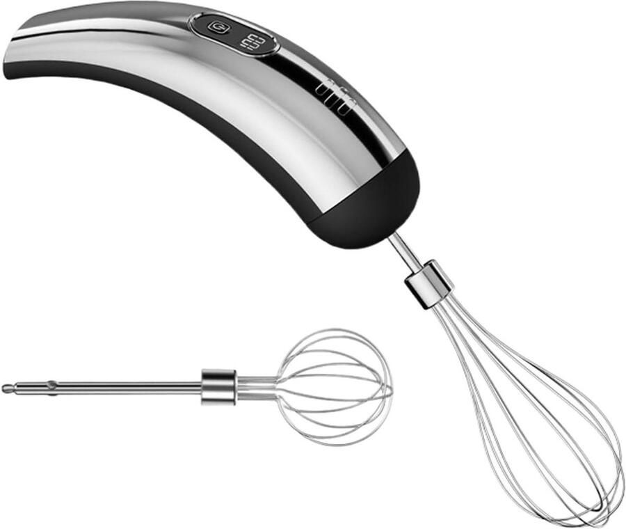 Elektrische Handmixer Eiermixer Keukenmixer Bakken Mixen Kloppen Draadloos Oplaadbaar 18 x 5.5 cm Zilver Zwart