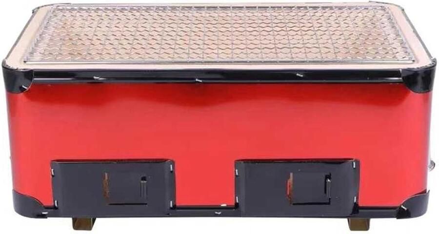 Draagbare Klei Grill Houtskool Barbecue Buiten Koken Dubbele Zone Ventilatie 37 cm A