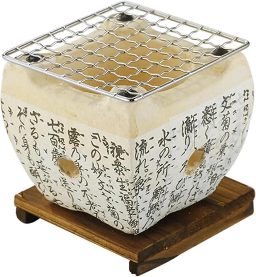 Draagbare Klei Kachel Hout Grill Outdoor Koken Multifunctioneel Ontwerp 14x14x12.5cm Natuursteen Kleur