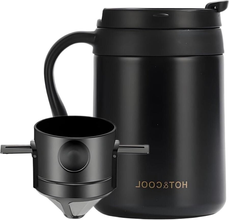 Draagbare Koffiebeker Reisbeker Koffiezetapparaat Koffie Meenemen Lekvrije Constructie Niet Gespecificeerd Zwart