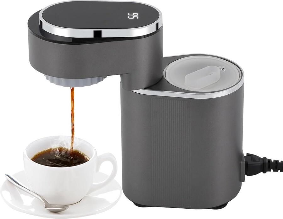 Draagbare koffiemachine Kleine espressomaker Snel koffie zetten Volautomatisch met voorzetfunctie 17 x 17 x 21 cm