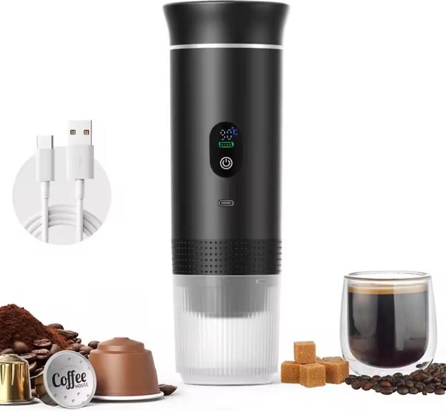 Mix & Co Draagbare Koffiemachine – Elektrisch – Verwarmingselement – USB-C Oplaadbaar – Nespresso & Dolce Gusto Compatibel – Kantoor Camping & Onderweg – Eenvoudige Reiniging – Sinterklaas – Compact & Draadloos – Espressomachine – Sinterklaas Cadeautjes