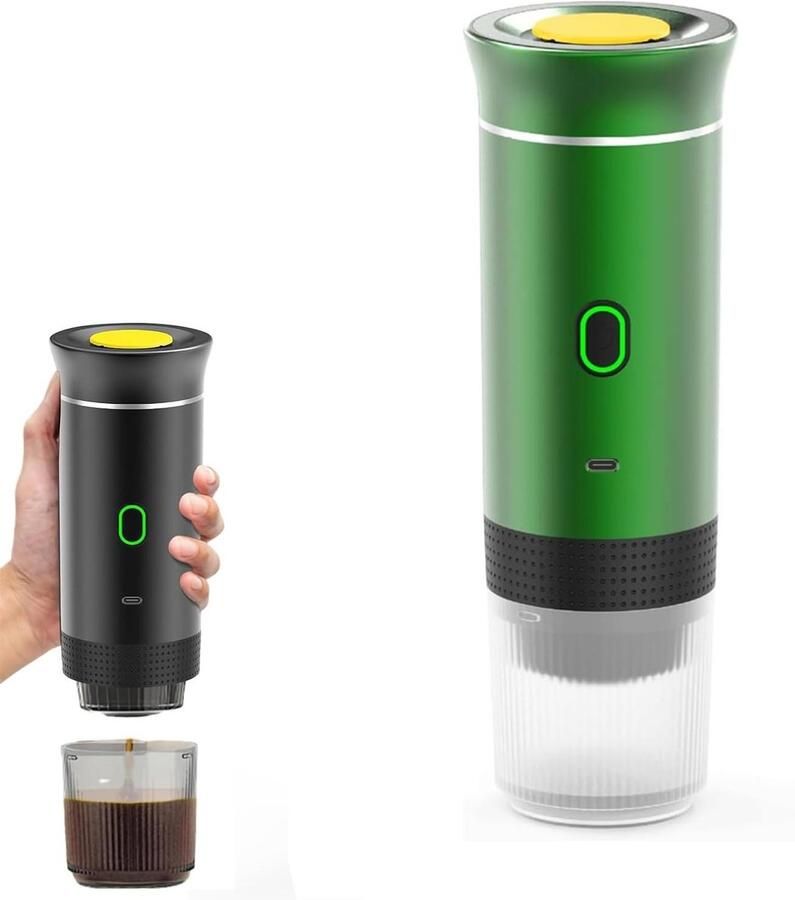 Draagbare Koffiemachine Mini Espresso Apparaat Onderweg Koffie Maken 3-in-1 Compatibel Ontwerp 60ml Capaciteit Groen
